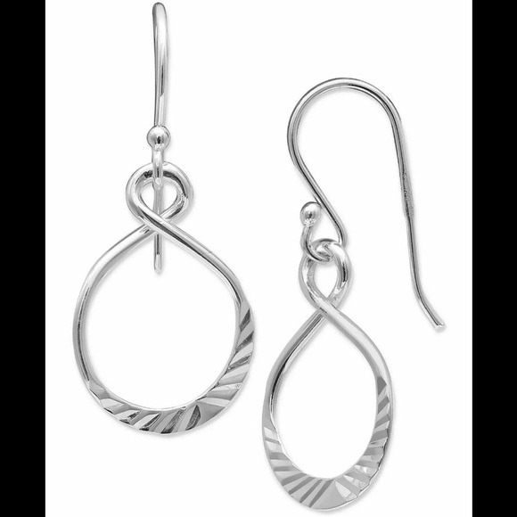 New! Giani Bernini Textured Twist Drop Earrings in Sterling Silver - Picture 2 of 2
